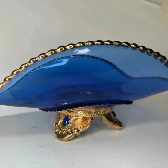 Nice 1898 US Glass EAPG “COLORADO” Blue 7” 3-Footed Bon Bon Dish - Picture 3 of 7